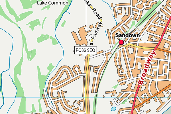 Golf Links Road Football Ground map (PO36 9EQ) - OS VectorMap District (Ordnance Survey)