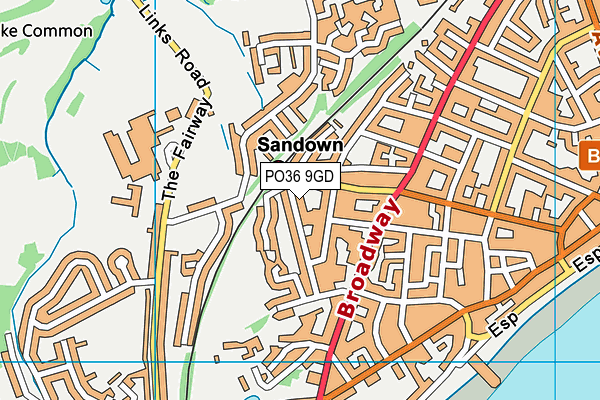 PO36 9GD map - OS VectorMap District (Ordnance Survey)