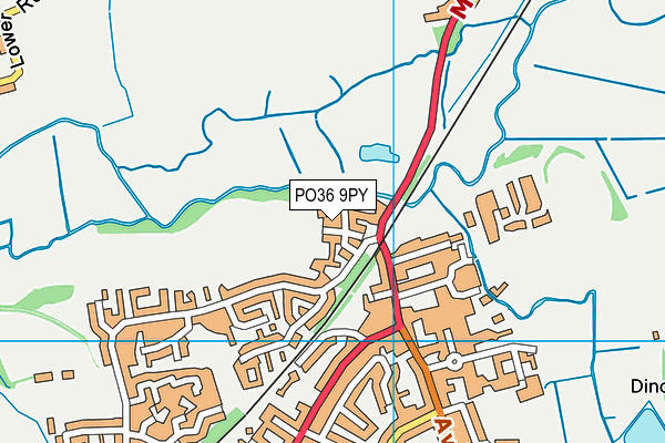 PO36 9PY map - OS VectorMap District (Ordnance Survey)