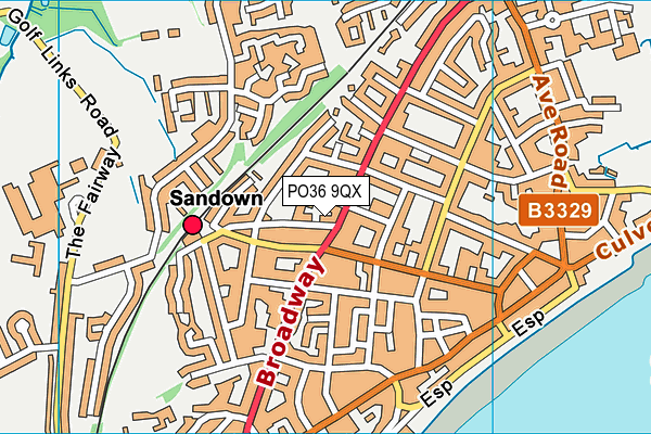 PO36 9QX map - OS VectorMap District (Ordnance Survey)