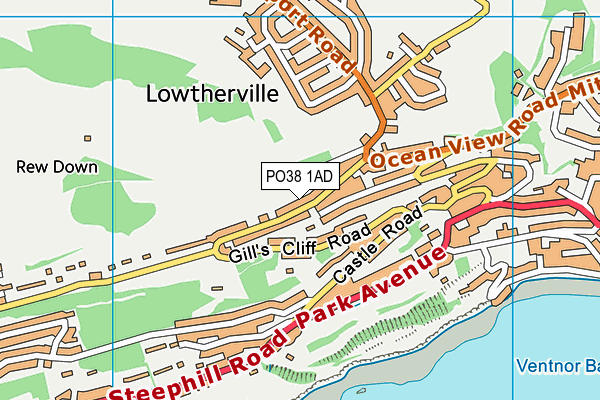 PO38 1AD map - OS VectorMap District (Ordnance Survey)