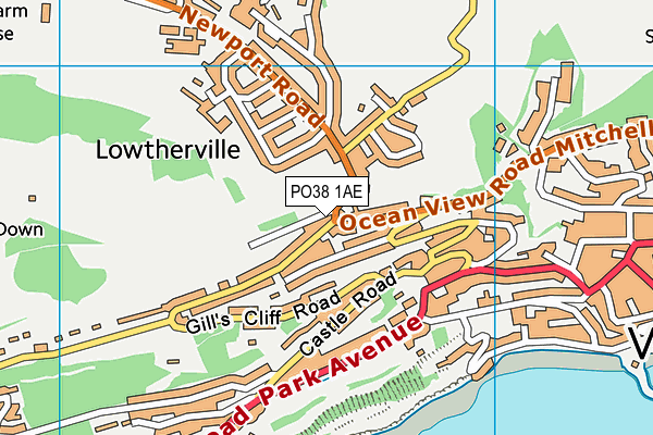 PO38 1AE map - OS VectorMap District (Ordnance Survey)