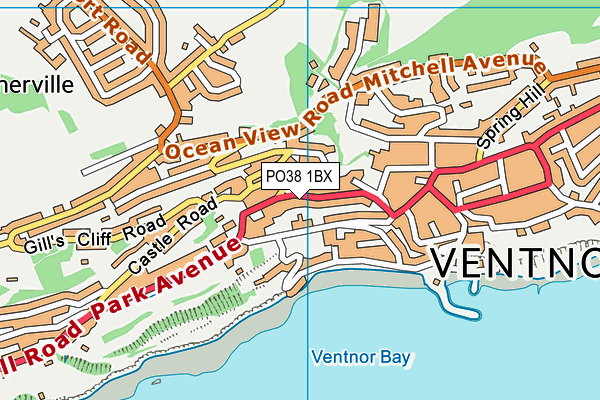 PO38 1BX map - OS VectorMap District (Ordnance Survey)