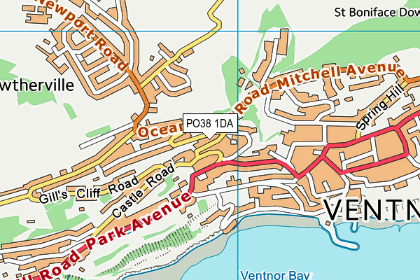 PO38 1DA map - OS VectorMap District (Ordnance Survey)