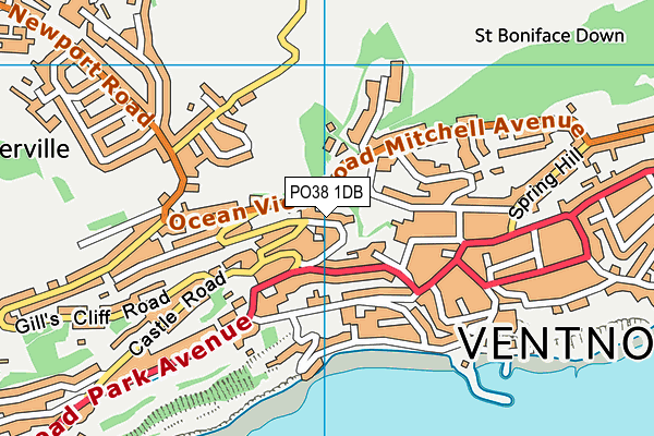 PO38 1DB map - OS VectorMap District (Ordnance Survey)