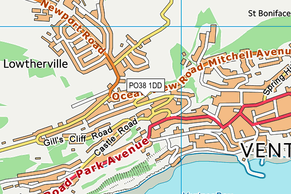 PO38 1DD map - OS VectorMap District (Ordnance Survey)