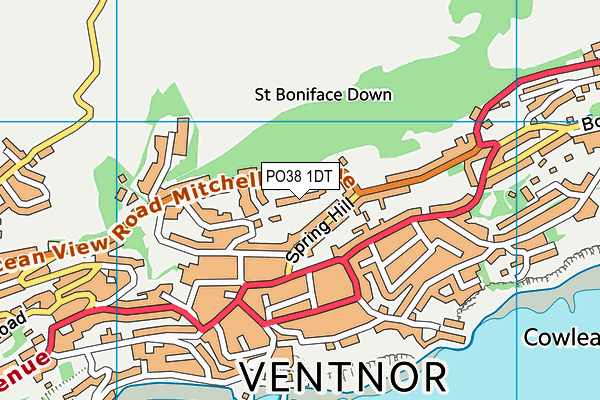 PO38 1DT map - OS VectorMap District (Ordnance Survey)