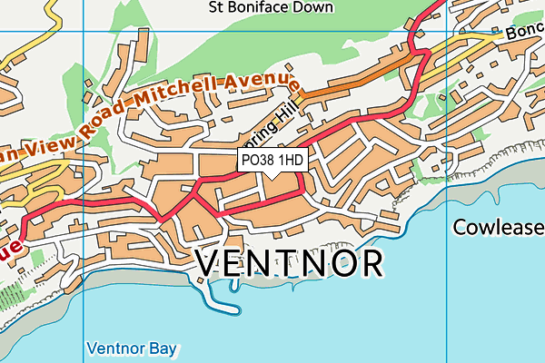 PO38 1HD map - OS VectorMap District (Ordnance Survey)