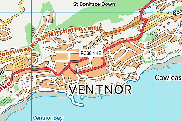 PO38 1HE map - OS VectorMap District (Ordnance Survey)
