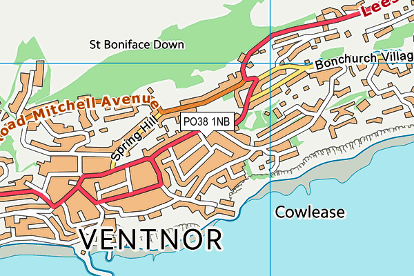 PO38 1NB map - OS VectorMap District (Ordnance Survey)