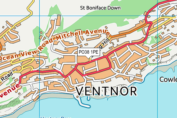 PO38 1PE map - OS VectorMap District (Ordnance Survey)