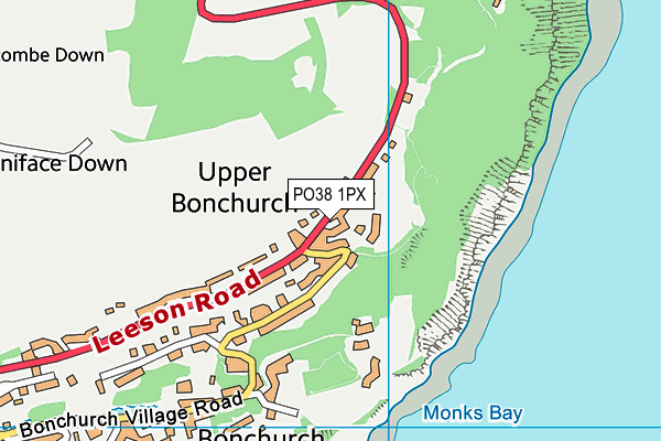 PO38 1PX map - OS VectorMap District (Ordnance Survey)