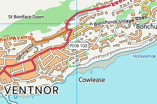 PO38 1QS map - OS VectorMap District (Ordnance Survey)