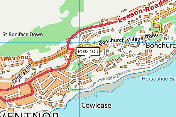 PO38 1QU map - OS VectorMap District (Ordnance Survey)