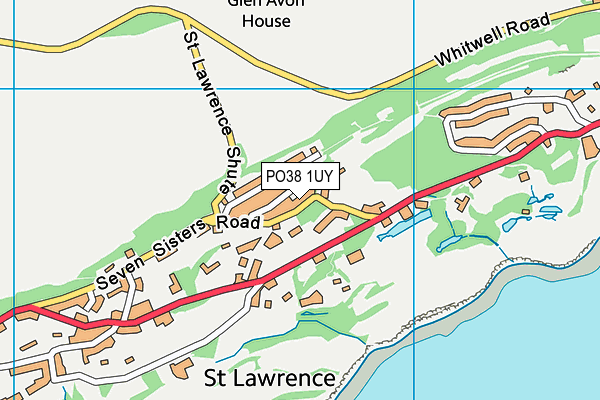 St Lawrence Village Hall map (PO38 1UY) - OS VectorMap District (Ordnance Survey)