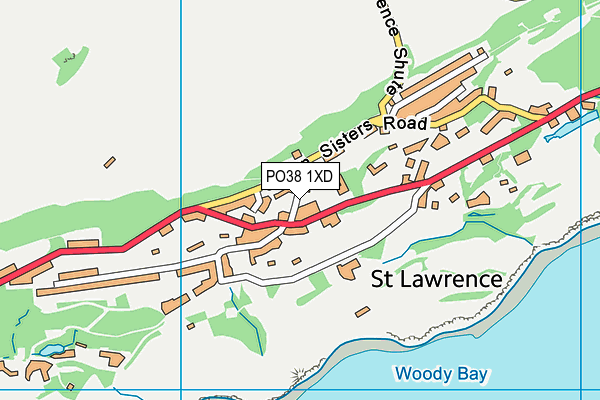 PO38 1XD map - OS VectorMap District (Ordnance Survey)