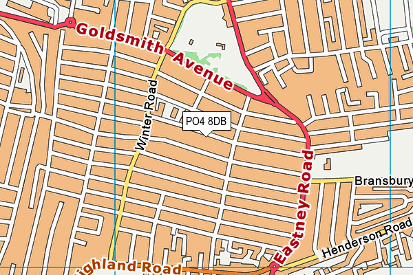 PO4 8DB map - OS VectorMap District (Ordnance Survey)