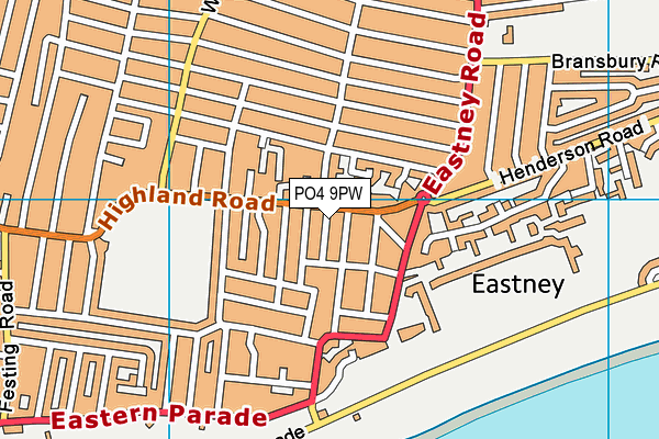 PO4 9PW map - OS VectorMap District (Ordnance Survey)