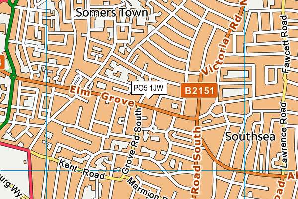 PO5 1JW map - OS VectorMap District (Ordnance Survey)