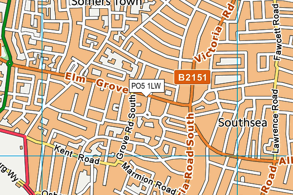 PO5 1LW map - OS VectorMap District (Ordnance Survey)