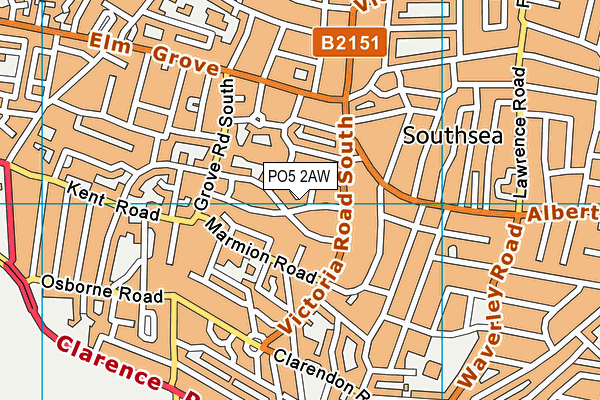 PO5 2AW map - OS VectorMap District (Ordnance Survey)