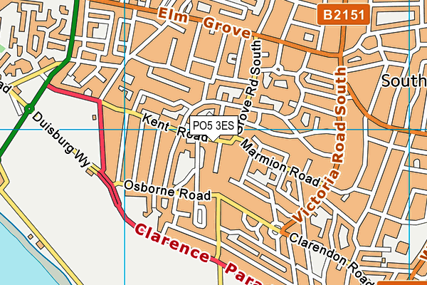 PO5 3ES map - OS VectorMap District (Ordnance Survey)