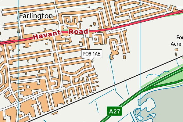 PO6 1AE map - OS VectorMap District (Ordnance Survey)