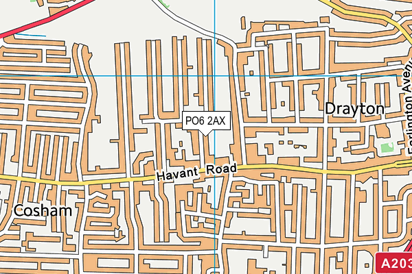 PO6 2AX map - OS VectorMap District (Ordnance Survey)