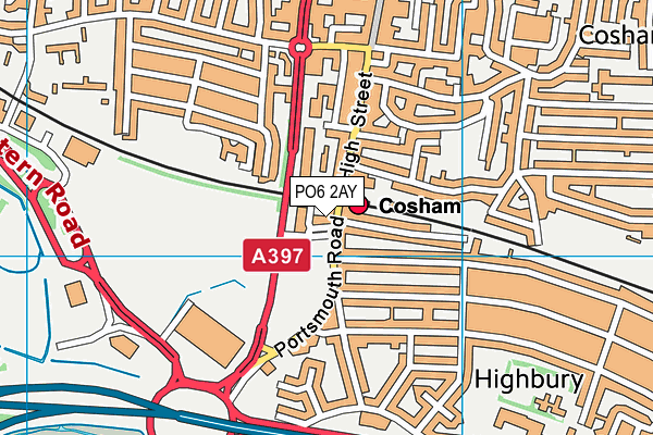 PO6 2AY map - OS VectorMap District (Ordnance Survey)