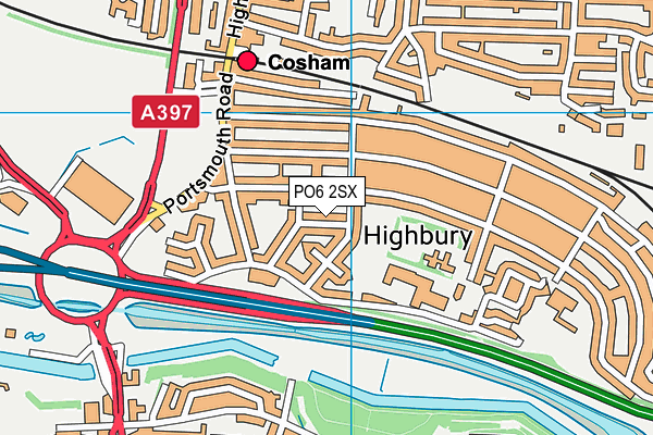 PO6 2SX map - OS VectorMap District (Ordnance Survey)