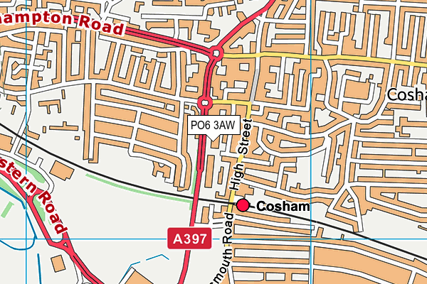 PO6 3AW map - OS VectorMap District (Ordnance Survey)