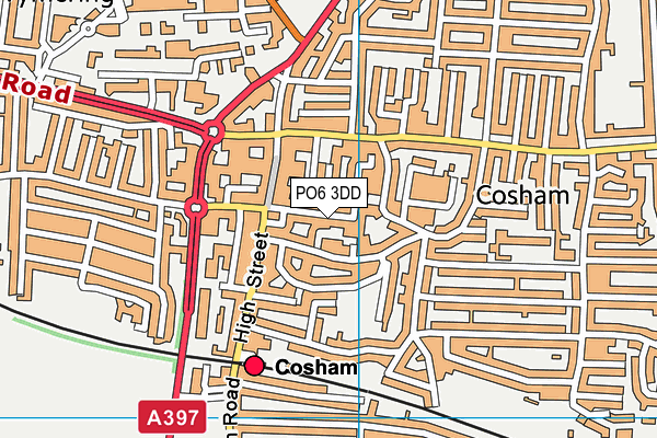 PO6 3DD map - OS VectorMap District (Ordnance Survey)