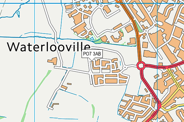 PO7 3AB map - OS VectorMap District (Ordnance Survey)