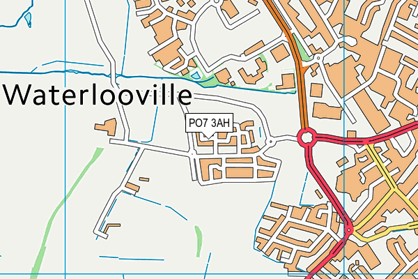 PO7 3AH map - OS VectorMap District (Ordnance Survey)