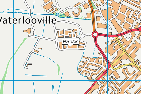 PO7 3AW map - OS VectorMap District (Ordnance Survey)