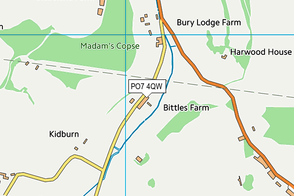 PO7 4QW map - OS VectorMap District (Ordnance Survey)