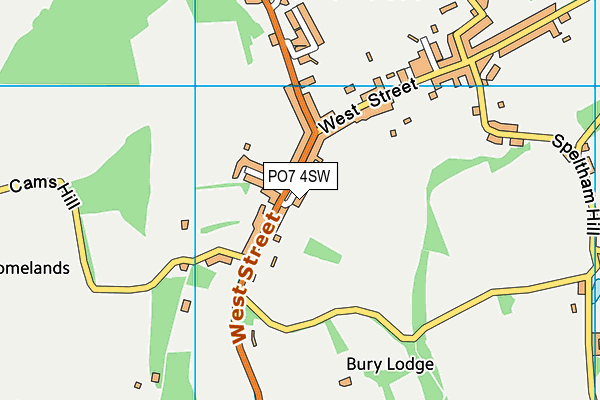 PO7 4SW map - OS VectorMap District (Ordnance Survey)