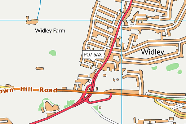 PO7 5AX map - OS VectorMap District (Ordnance Survey)