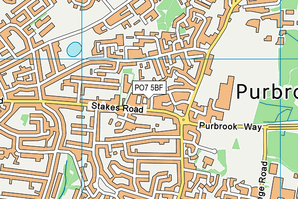 PO7 5BF map - OS VectorMap District (Ordnance Survey)
