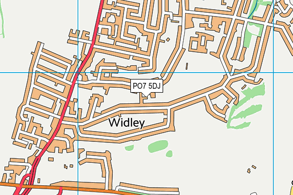 PO7 5DJ map - OS VectorMap District (Ordnance Survey)