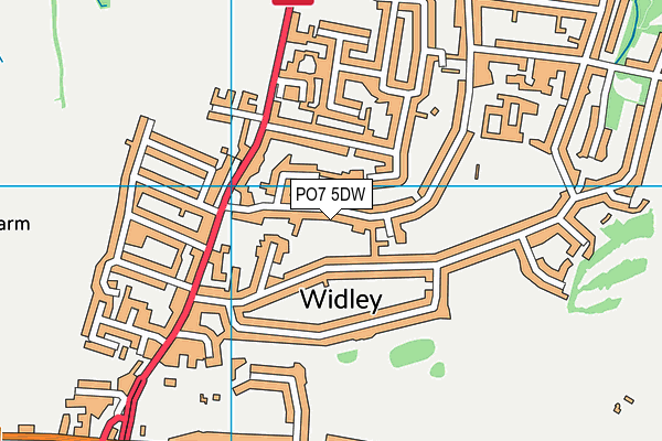 PO7 5DW map - OS VectorMap District (Ordnance Survey)