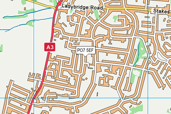 PO7 5EF map - OS VectorMap District (Ordnance Survey)