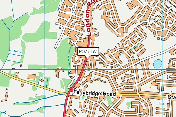 PO7 5LW map - OS VectorMap District (Ordnance Survey)