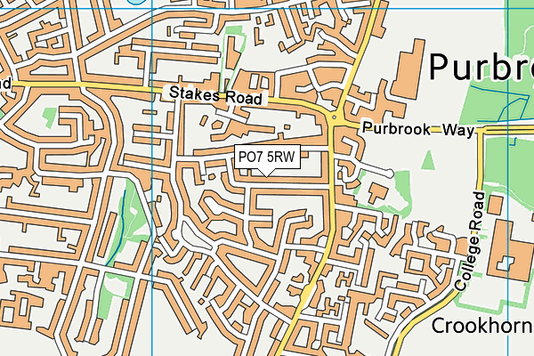 PO7 5RW map - OS VectorMap District (Ordnance Survey)