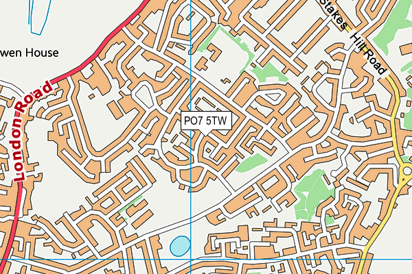 PO7 5TW map - OS VectorMap District (Ordnance Survey)