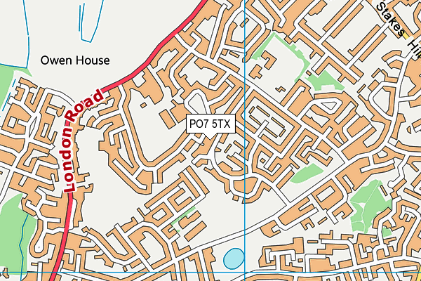 PO7 5TX map - OS VectorMap District (Ordnance Survey)