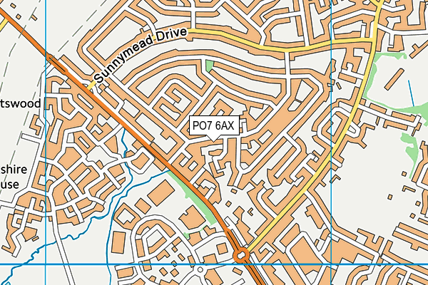 PO7 6AX map - OS VectorMap District (Ordnance Survey)