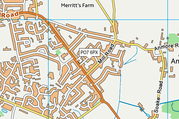 PO7 6PX map - OS VectorMap District (Ordnance Survey)