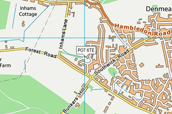 PO7 6TE map - OS VectorMap District (Ordnance Survey)