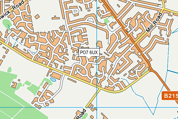 PO7 6UX map - OS VectorMap District (Ordnance Survey)